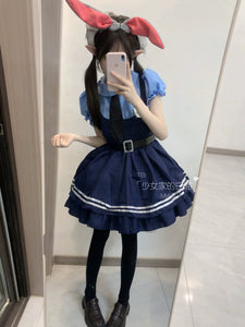 Halloween Costume Cute and Adorable Cosplay Officer Judy Bunny Suit Comic Show Couple Costume Maid Dress