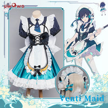 Load image into Gallery viewer, In Stock UWOWO Venti Cosplay Maid Dress Costume Game Genshin Impact Fanart Cosplay Exclusive Maid Outfit Cute Maid Dress Outfit
