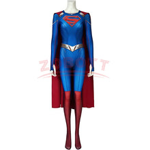 Load image into Gallery viewer, Superhero Cosplay Blue Bodysuit SuperWomen Zentai Costumes Womloak SuperGirl Cos Jumpsuit Rompers Aldult Outfits Role Play
