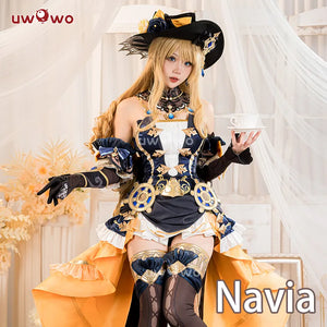 In Stock UWOWO Navia Cosplay Genshin Impact Navia Cosplay Costume Fontaine Rococo Style Dress Cosplay Halloween Costume