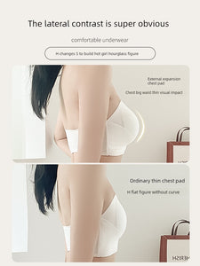 Cartoon Chest Strapless Extended Chest Intimates Women Non-Slip Push up Small Chest Flat Chest Show Big Waist Thin Boob Tube Top