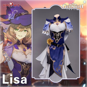 In Stock UWOWO Lisa Cosplay Game Genshin Impact Lisa Witch of Purple Rose Halloween Costume Special The Librarian Full Dress