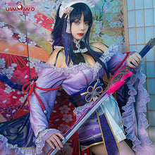 Load image into Gallery viewer, In Stock UWOWO Raiden Shogun Cosplay Maid Costume Genshin Impact Fanart: Raiden Shogun Ei/Baal Kimono Maid Dress Halloween Cos
