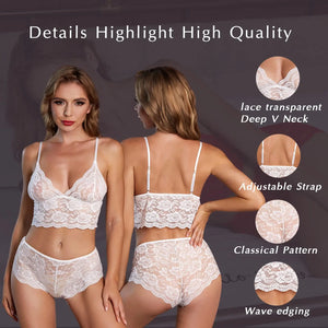 FKYBDSM Lingerie for Women Lace Bralettes and Panty Sets Wireless Bra Crop Top Babydoll Lingerie Set