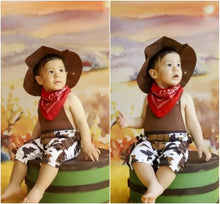 Load image into Gallery viewer, cowboy Baby Boy Clothes Costume Infant Toddler Cowboy Set 3Pcs Hat Scarf Romper Halloween Event Birthday Holiday Cosplay Outfits
