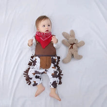 Load image into Gallery viewer, cowboy Baby Boy Clothes Costume Infant Toddler Cowboy Set 3Pcs Hat Scarf Romper Halloween Event Birthday Holiday Cosplay Outfits
