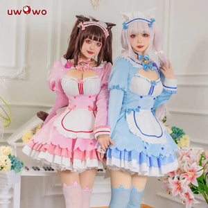 In Stock UWOWO Vanilla Cosplay Game NEKOPARA vol.4 Chocola&Vanilla Cosplay Maid Dress Cute Blue For Women Girl Outfits Costumes