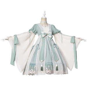 Sprouts Chinoiserie Lolita Dress Cosplay Costume Green Lolita Dress For Women Cute Dress For Girl - CosCouture