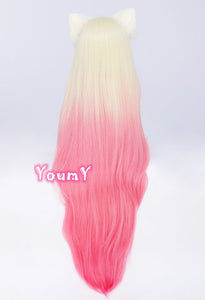 Ahri Kda Cosplay the Baddest Cosplay LOL Cosplay 100cm Pink Blond Wig - CosCouture