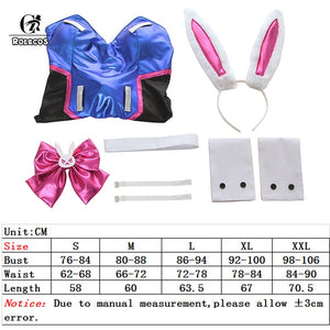 ROLECOS Game OW DVA Cosplay Sexy Bunny Girl Jumpsuit Song hana D.VA Cosplay Costume Halloween Women Romper Jumpsuit