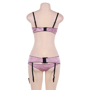 Satin women lingerie garter set big size open cup bra exotic apparel stripper clothes RW80396 purple lace bielizna erotyczna
