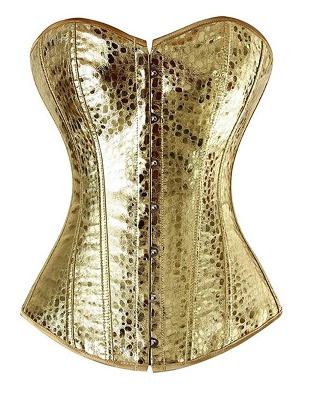 sexy faux leather corset lingerie bustiers top Steampunk gothic punk corset burlesque plus size nightclub costume gold sliver