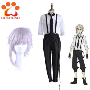 Cosroad Anime Bungo Stray Dogs Atsushi Nakajima Cosplay Costumes Wigs Shirts Pants Tie Gloves Set - CosCouture