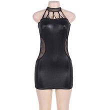 Load image into Gallery viewer, Backless Halter Plus Size Dress Faux Leather Mini Vestido Sexy Dress Clubwear Fishnet Sleeveless Nightclub Women&#39;s Clothing
