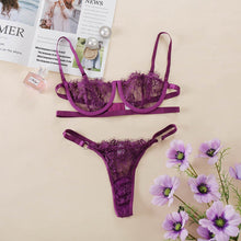 Load image into Gallery viewer, Yimunancy 2-Piece Lace Bra Set Women Unlined Bra Underwire + Panty Underwear Set Ladies 16 Colors Sexy Lingerie Set
