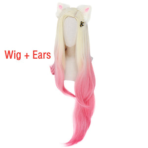 Ahri Kda Cosplay the Baddest Cosplay LOL Cosplay 100cm Pink Blond Wig - CosCouture