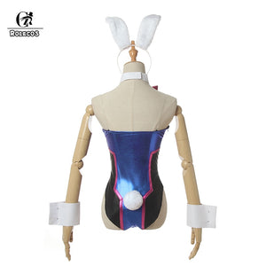 ROLECOS Game OW DVA Cosplay Sexy Bunny Girl Jumpsuit Song hana D.VA Cosplay Costume Halloween Women Romper Jumpsuit