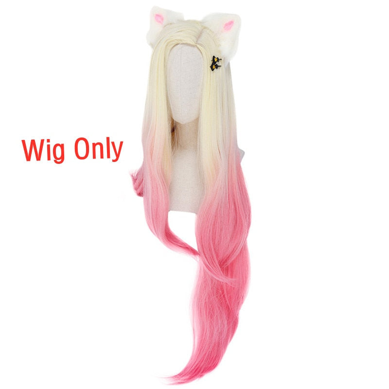 Ahri Kda Cosplay the Baddest Cosplay LOL Cosplay 100cm Pink Blond Wig - CosCouture