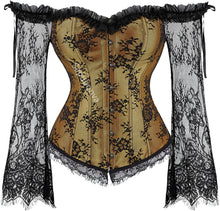 Load image into Gallery viewer, Sapubonva Corset Tops for Women with Sleeves Vintage Style Victorian Retro Burlesque Lace Corset and Bustiers Vest Fashion White
