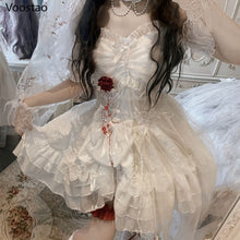 Load image into Gallery viewer, Gothic Lolita Princess Dress Women Vintage Terror Blood Bride Halloween Party Dresses Female Y2k Bandage Rose Lace Mini Vestidos
