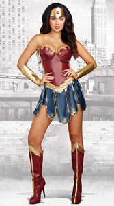 Women Halloween Party Movie Justice Wonder Fantasia Fancy Dress League Superhero Superwomen Costume S-3XL