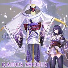 Load image into Gallery viewer, Genshin Impact Raiden Shogun Cosplay Costume Jacquard Fabric Uniform Wig Anime Chinese Style Halloween Costumes for Women Game
