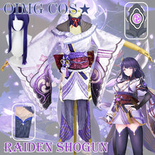 Load image into Gallery viewer, Genshin Impact Raiden Shogun Cosplay Costume Jacquard Fabric Uniform Wig Anime Chinese Style Halloween Costumes for Women Game
